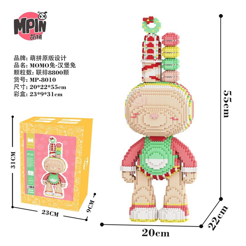 Đồ chơi lắp ráp thỏ đầu bếp 55cm MPIN kèm tặng kềm búa đèn