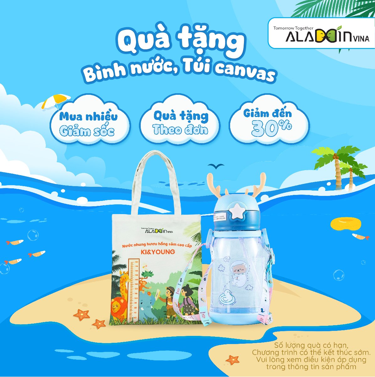 Tặng túi Canvas/ bình nước cho bé