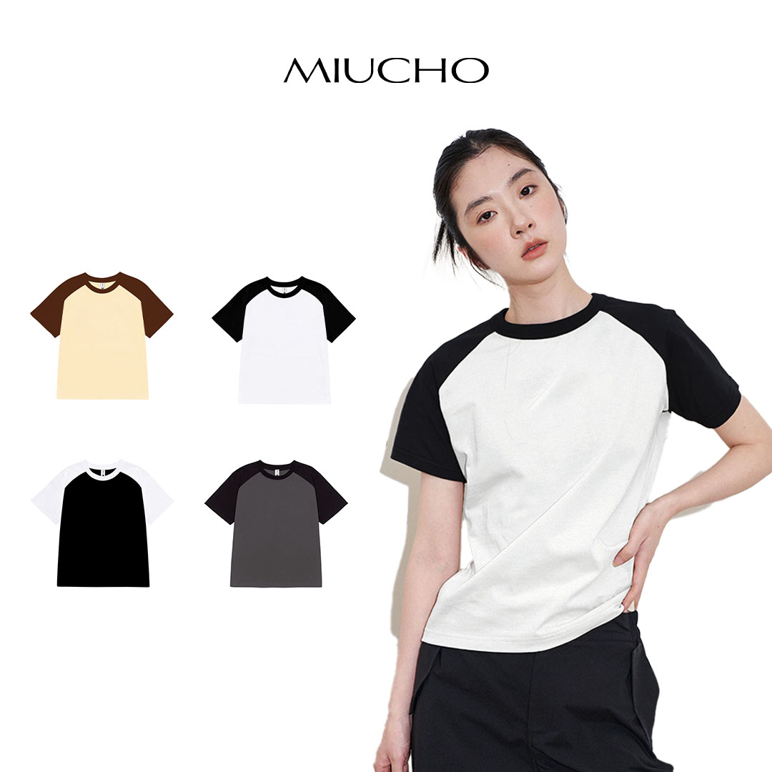 Áo baby tee phối trơn ABPTT01 Miucho cotton cổ tròn in basic