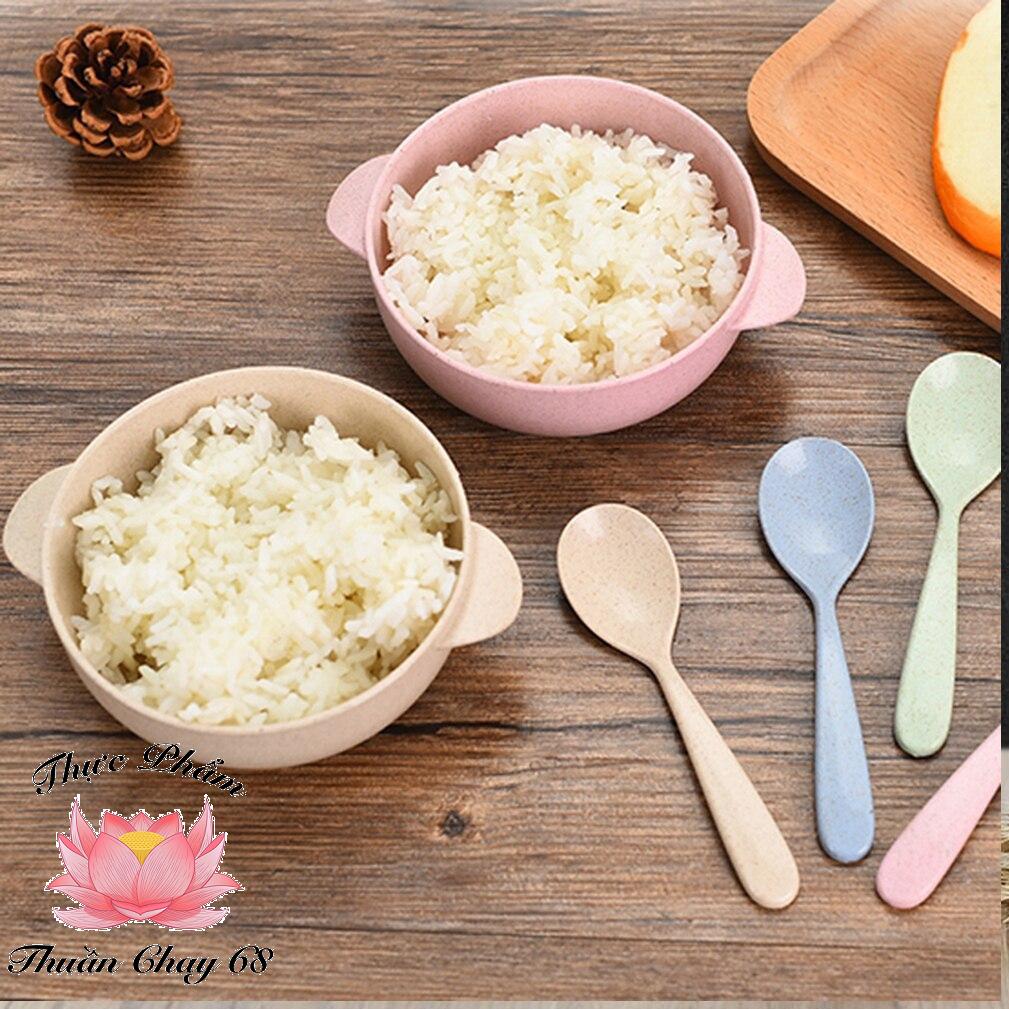 Bộ bát ăn dặm cho bé, bộ bát thìa ăn lúa mạch - thuần chay