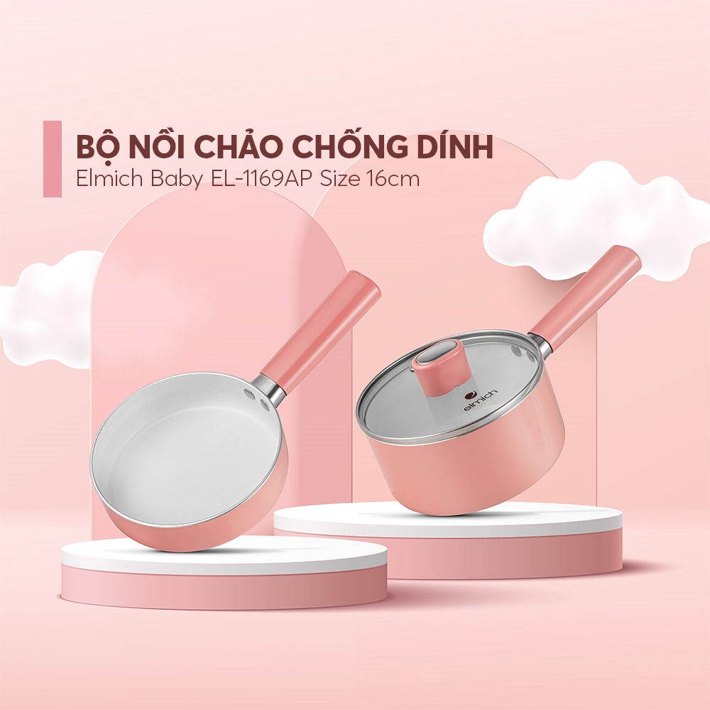 Bộ nồi chảo chống dính elmich baby el 1169ap
