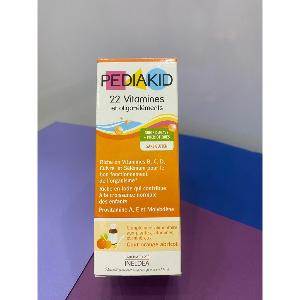 Bổ sung vitamin khoáng chất pediakid 22 vitamines giúp bé tăng cường sức khỏe miễn dịch tốt.chai 125ml