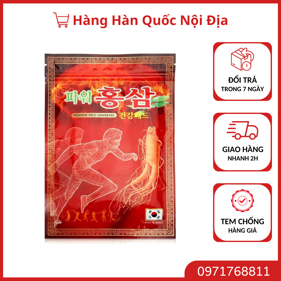 Cao dán hồng sâm hàn quốc đỏ power red ginseng giảm đau nhức gói 20 miếng