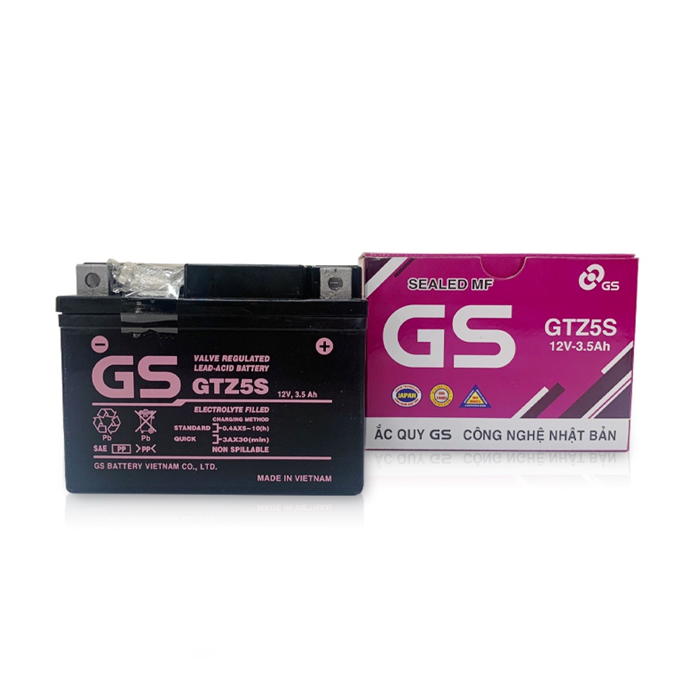 Ắc quy khô GS GTZ5S 3,5Ah Wave RS Rsx Rsv S, Nouvo456, Airblade110, Hayate X-Bike SKY Exciter Luvias Cub acquy