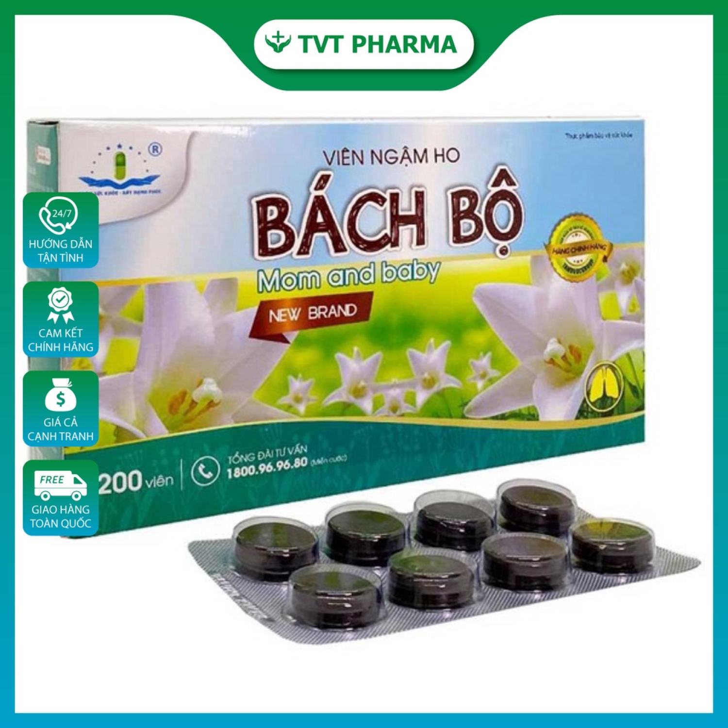 Mẫu mới Viên Ngậm Bách Bộ Chính hãng Tâm dượᴄ / keo bach bo/ vien ngam bach bo