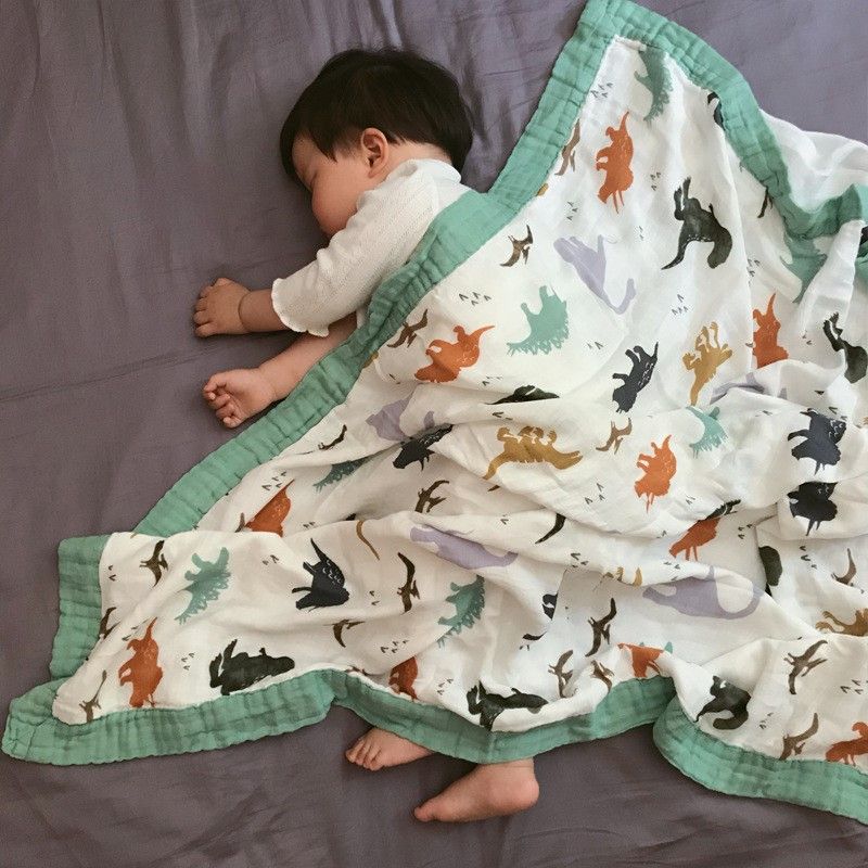 Chăn sợi tre & cotton organic cao cấp 4 lớp cho bé size lớn 120x160cm Nắng