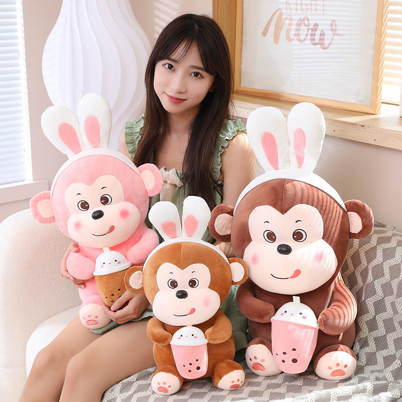 Gấu bông Khỉ ôm bình sữa cute, Khỉ bông Cao cấp làm quà tặng