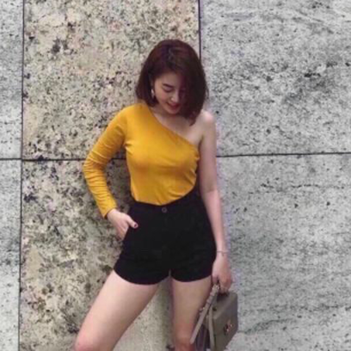 Áo thun nữ tay dài lệch vai - áo thun cotton nữ - Áo thun kiểu - Áo thun nữ giá rẻ đẹp- áo phông nữ kiểu - áo pull nữ - thời trang nữ