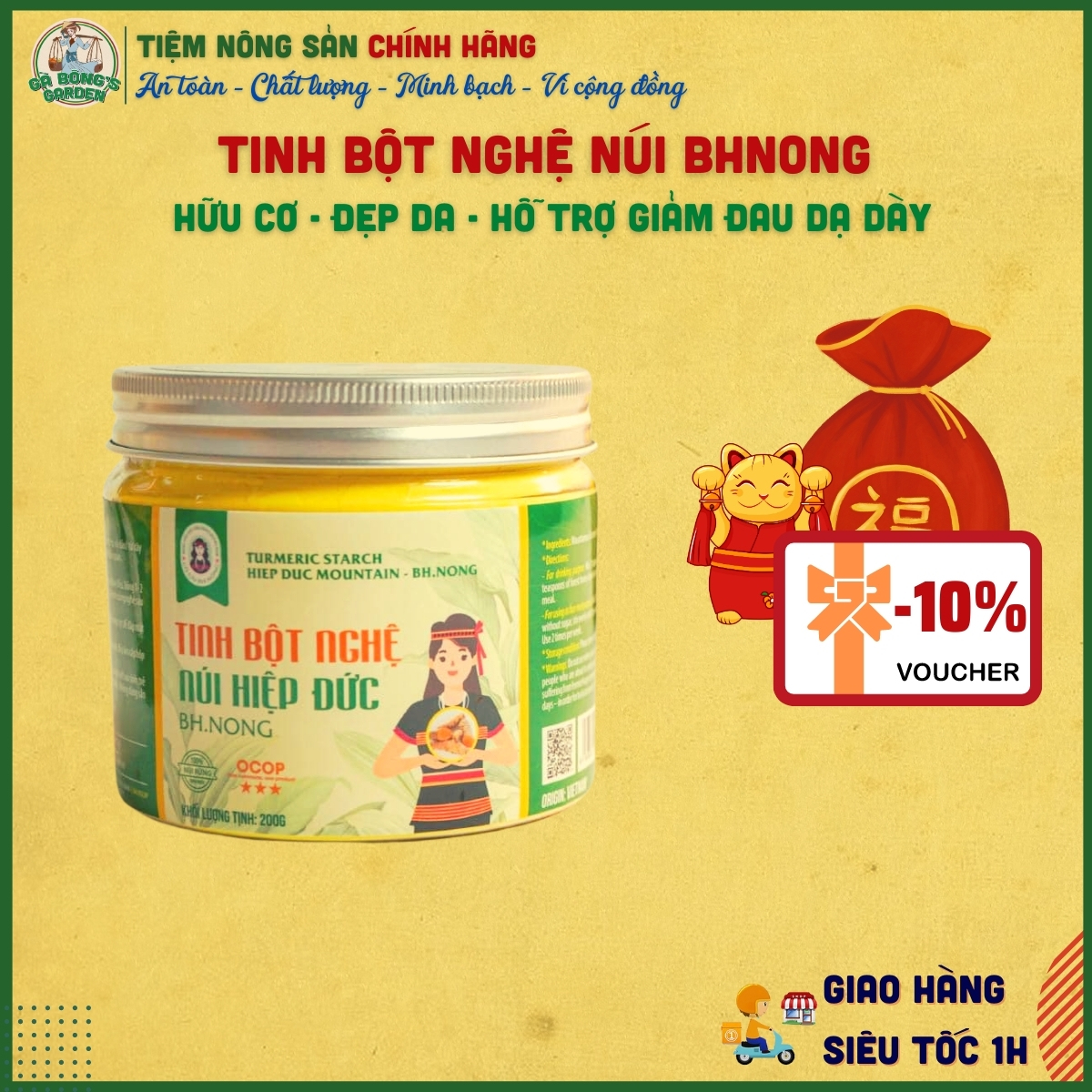 Tinh bột nghệ núi cô gái bh.nong tăng đề kháng đẹp da hộp 200g