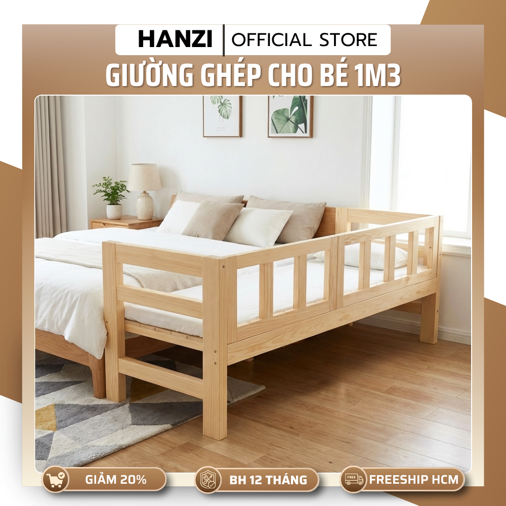 Giường Ghép Gỗ 1m3 Cho Bé Ngủ Cùng Bố Mẹ Giường Ghép Gấp Gọn Tiết Kiệm Diện Tích