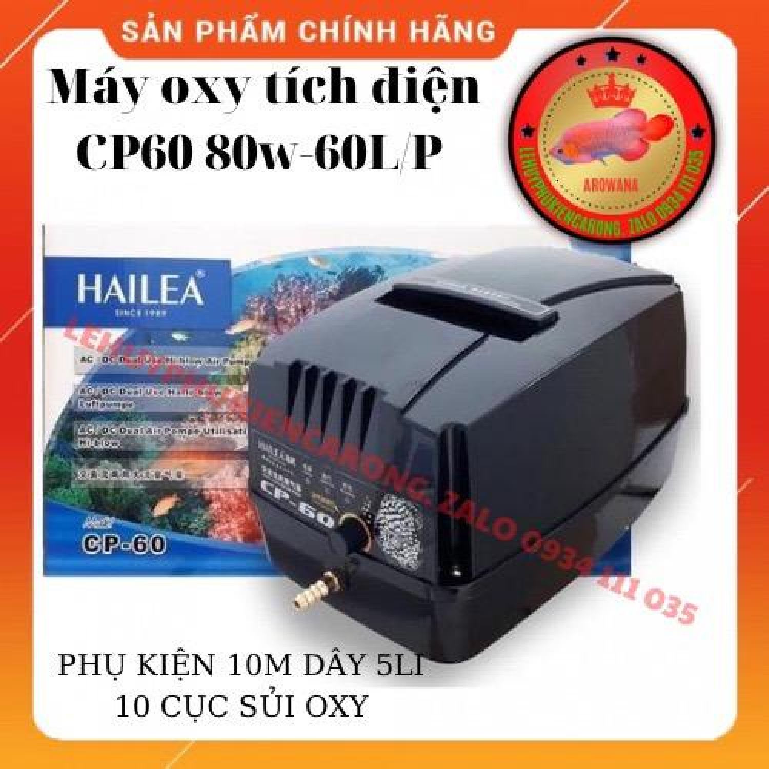 "hoàn tiền đến 10%" máy sủi tích điện hồ cá hailea cp60 - kèm phụ kiện 10 mét dây 5li + 10 cục sủi oxy
