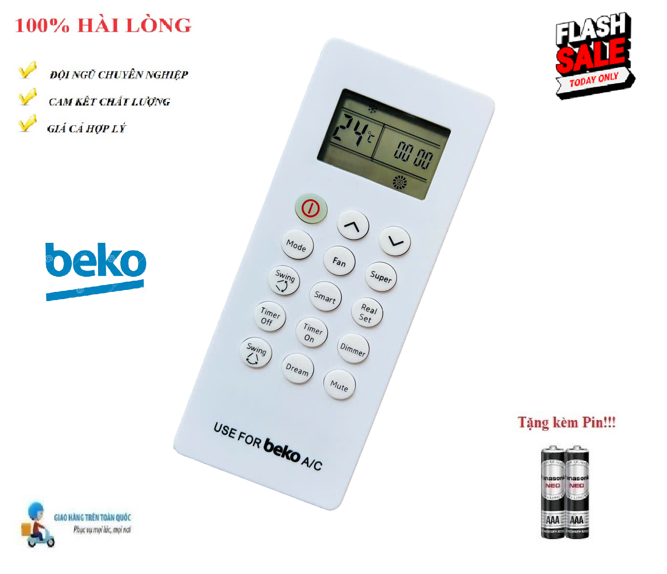 Remote Điều khiển điều hòa BEKO 2 chiều Inverter Beko SUPER DIMMER- Hàng tốt 100% Tặng kèm Pin!!!