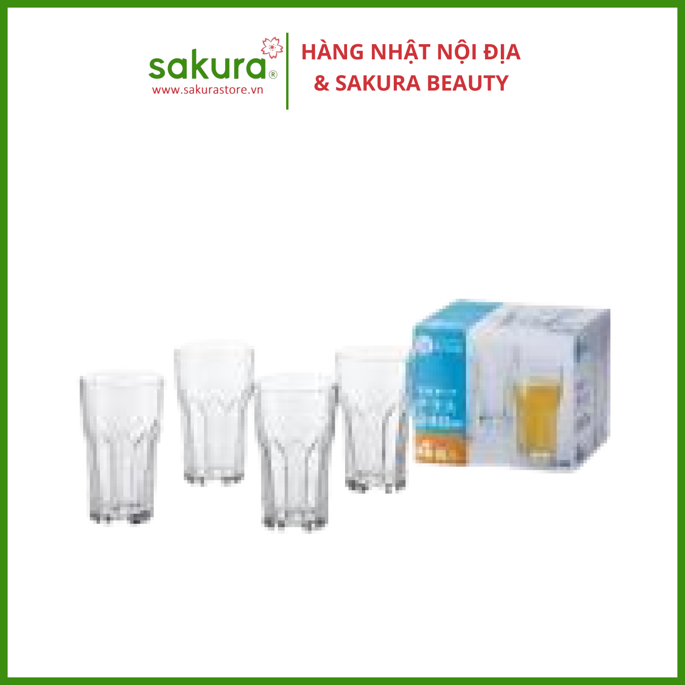 Set 4 cốc thủy tinh 240ml họa tiết pha lê- Hàng Nhật nội địa
