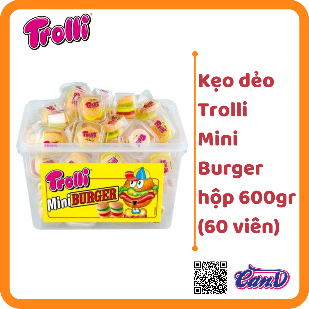 Kẹo dẻo Trolli Mini Burger 600gr Hộp 60 viên