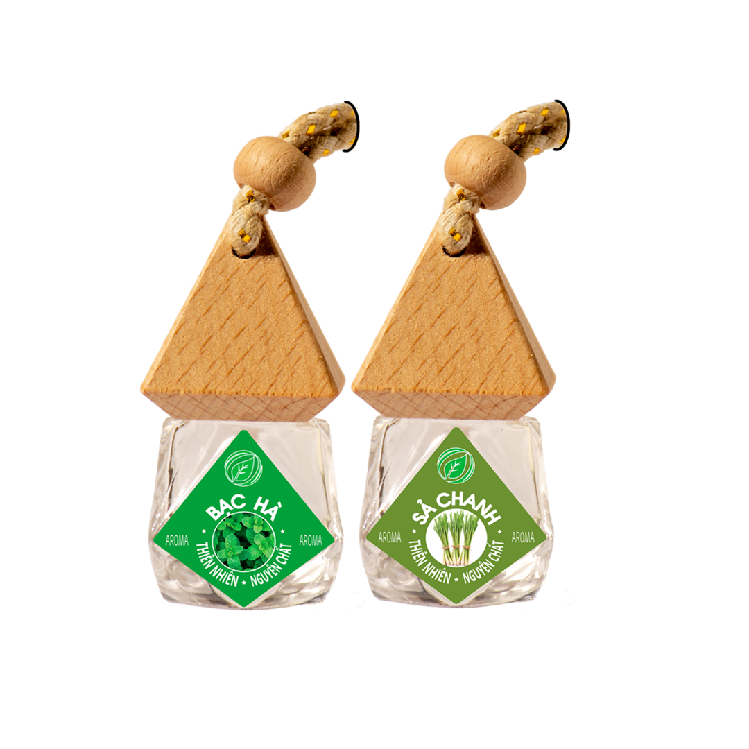 Combo 2 tinh dầu AROMA Sả chanh Lemongrass và Bạc hà Peppermint nguyên chất tự nhiên đuổi muỗi côn trùng giải cảm thơm phòng
