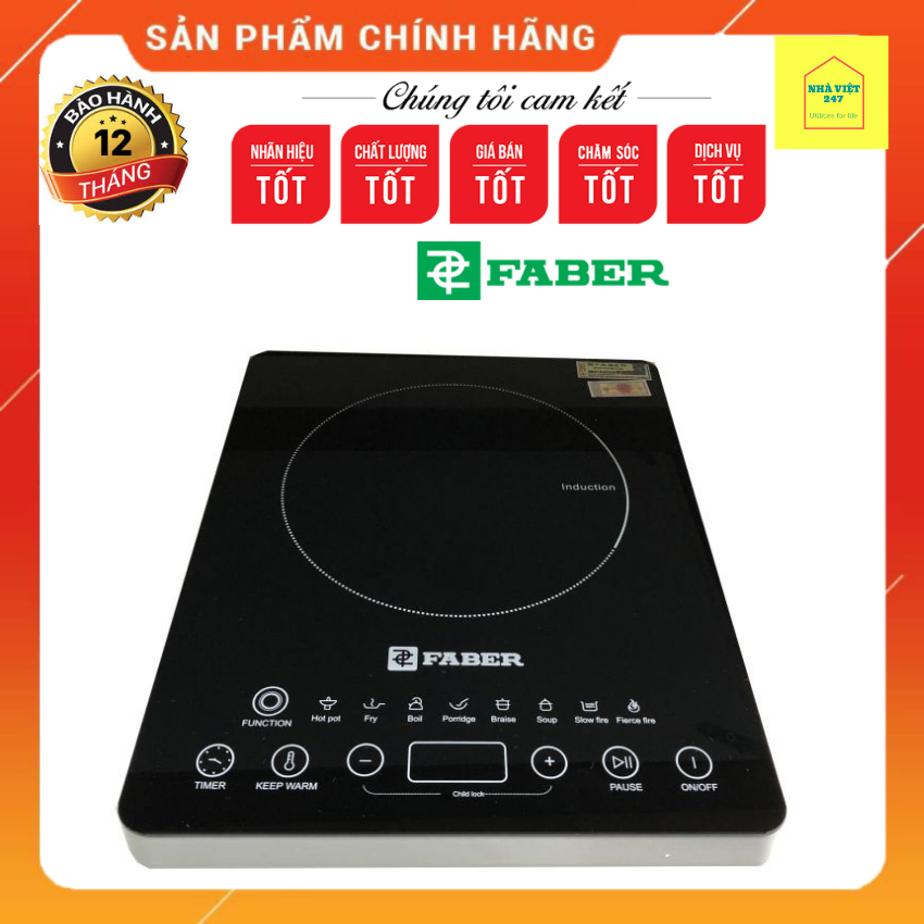Bếp Điện Từ Đơn Faber FB-IND -Điều Chỉnh Cảm Ứng- Công Suất 2100w-8 Chế Độ Nấu-Tự Động Tắt Bếp- Có Khóa An Toàn-bếp từ cao cấp ,bền đẹp ,giá rẻ, bảo hành 12 tháng[ NhaViet247]