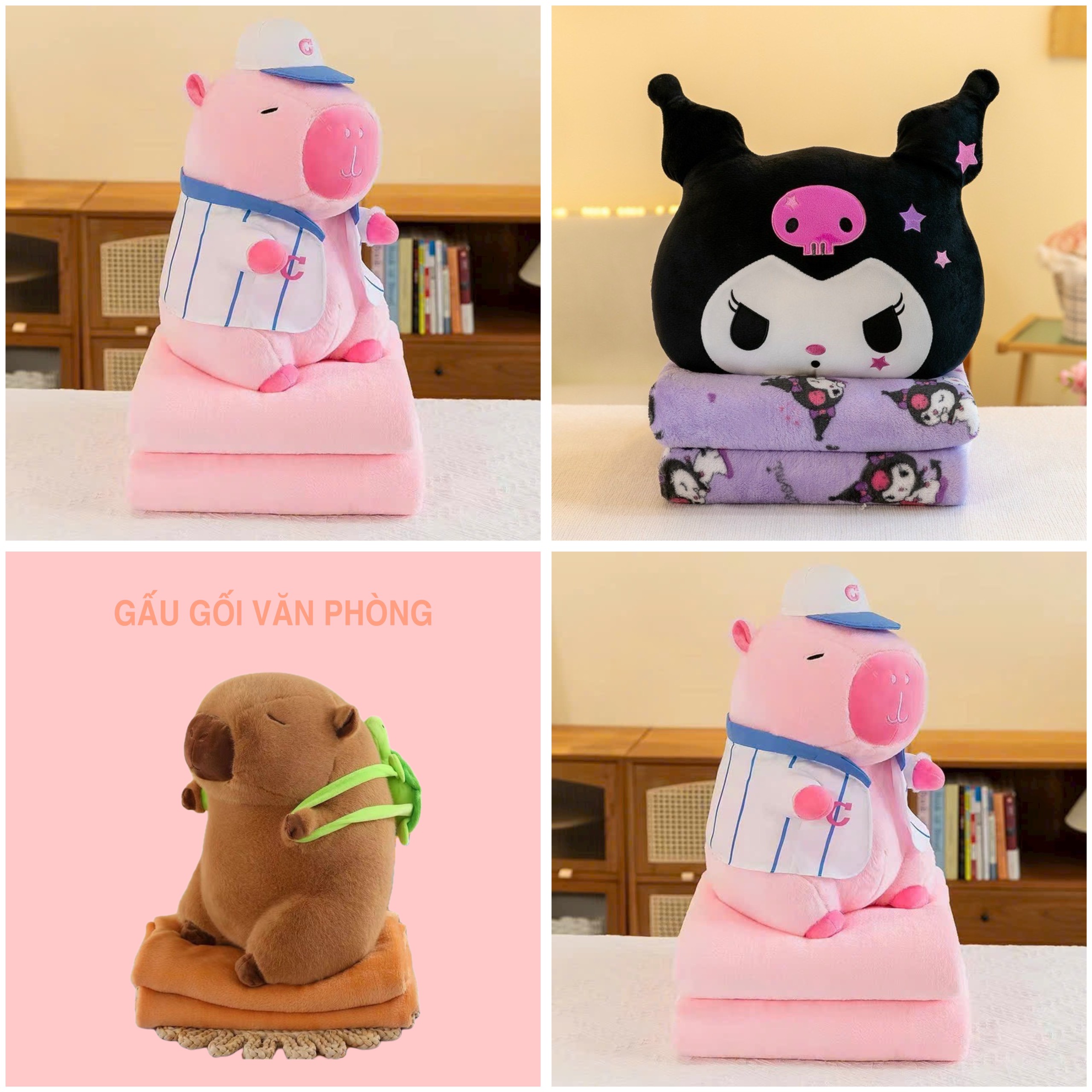 Gấu Bông Chuột Capybara Kèm Chăn Siêu Mền Thú Nhồi Bông Capybara Siêu Bộ Trưởng Bộ Ngoại Giao Đáng Yêu