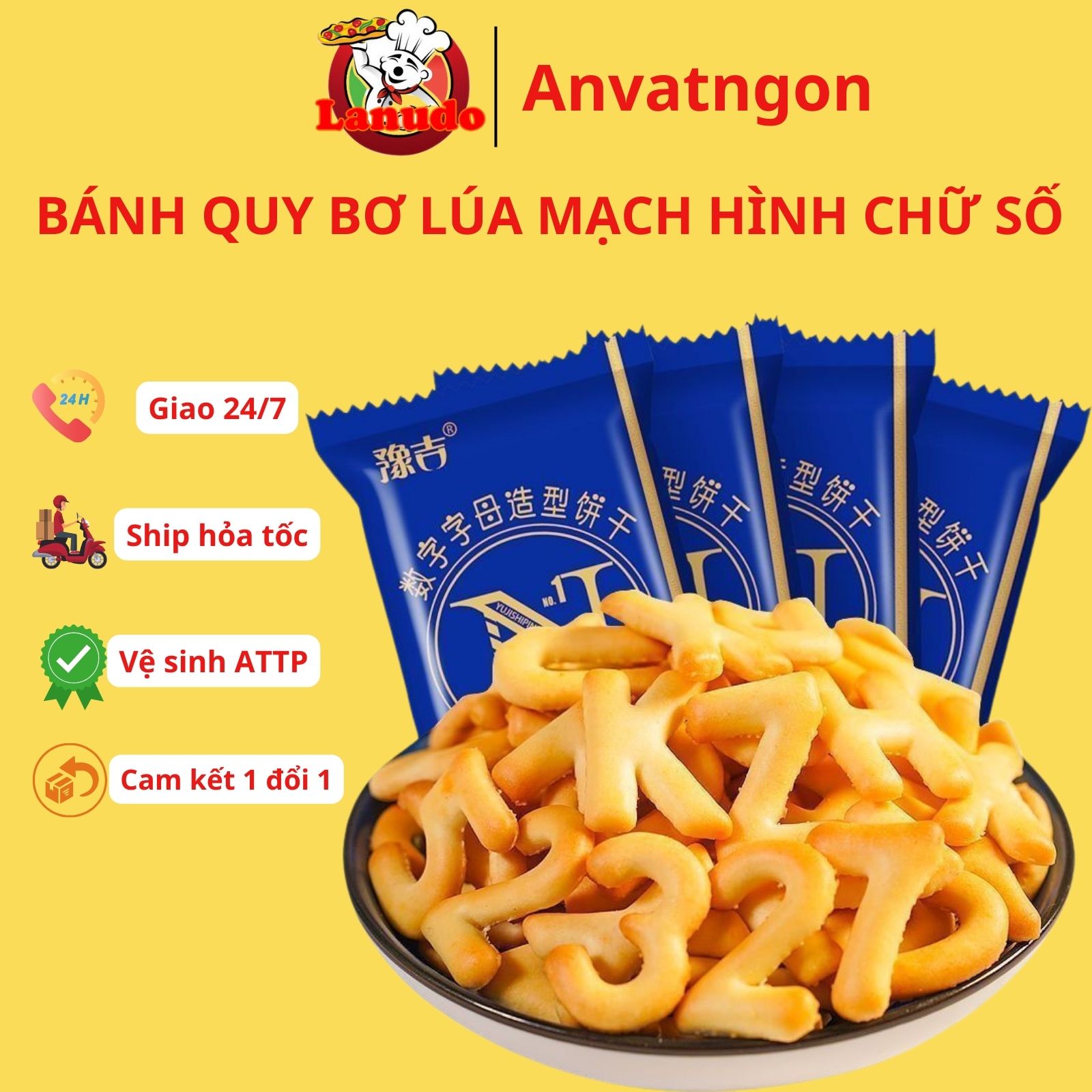 Bánh Quy Bơ Lúa Mạch Hình Chữ Số tuổi thơ giòn thơm ngon cao cấp loại I