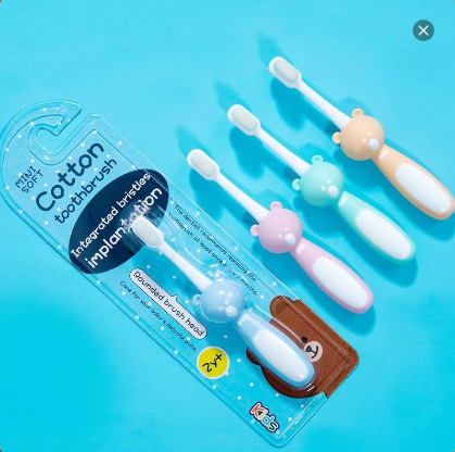 Bàn chải đánh răng lông cotton siêu mềm cho bé từ 2 tuổi Mini Soft Mẹ bé Pinus