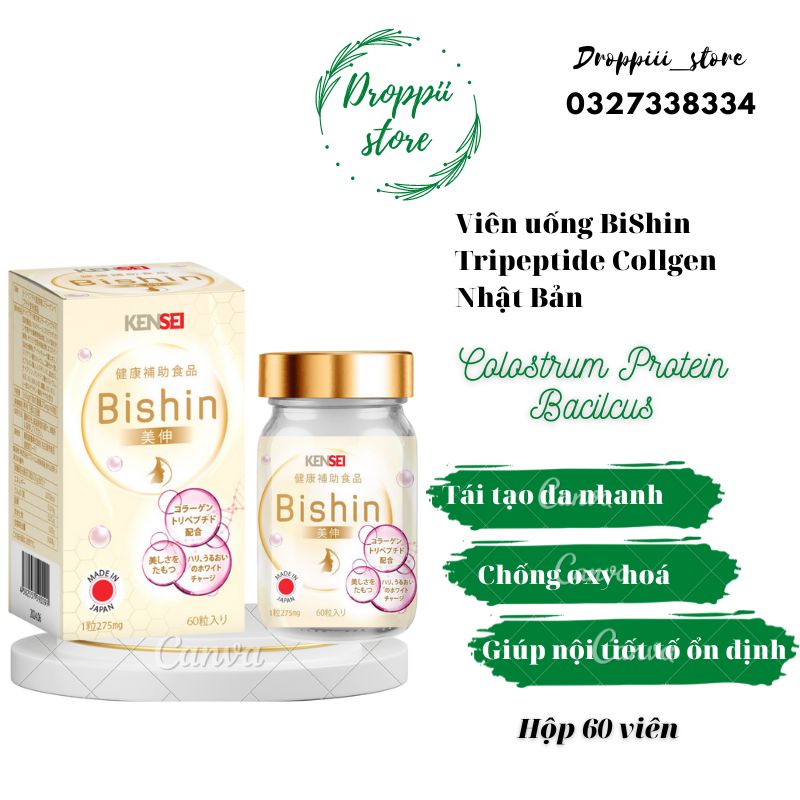 Viên uống Bishin trẻ hóa ,săn trắc , đàn hồi, tươi trẻ Tripeptide Collagen Nhật Bản.