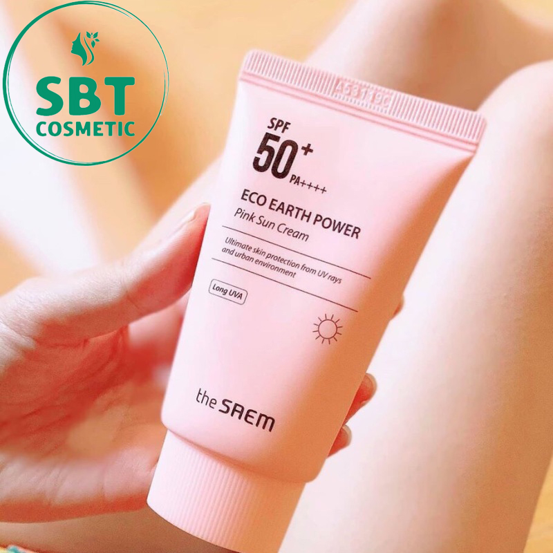 [Hàng Chuẩn 100%] Kem Chống Nắng The SAEM Eco Earth Power Pink Sun Cream SPF50+ PA++++ 50g - Dành Cho Da Nhạy Cảm Kết Cấu Mỏng Nhẹ Không Gây Nhờn Rít