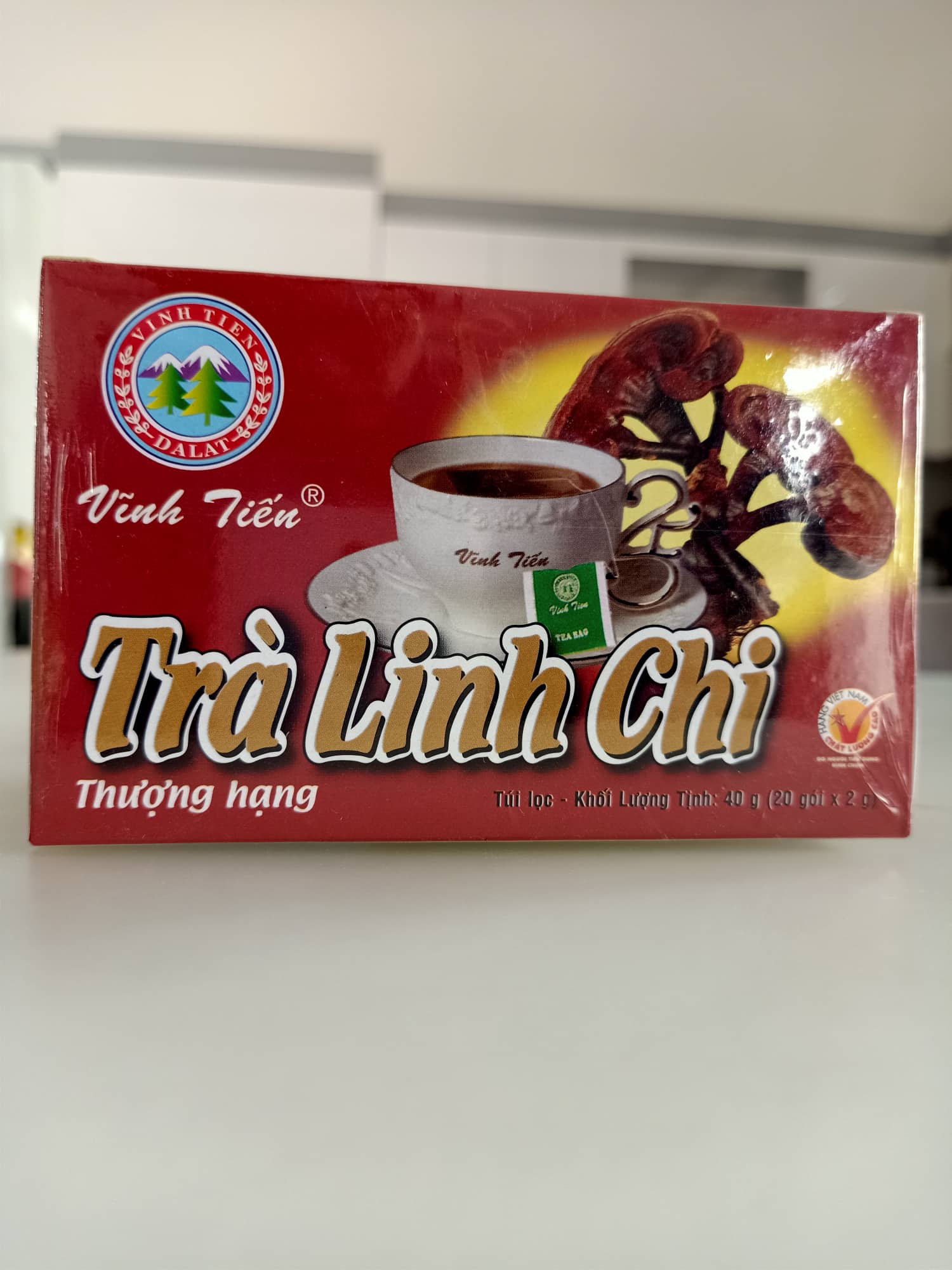 Combo 5 Hộp Trà Linh Chi Vĩnh Tiến mỗi hộp 20 túi lọc hàng Việt Nam xuất khẩu