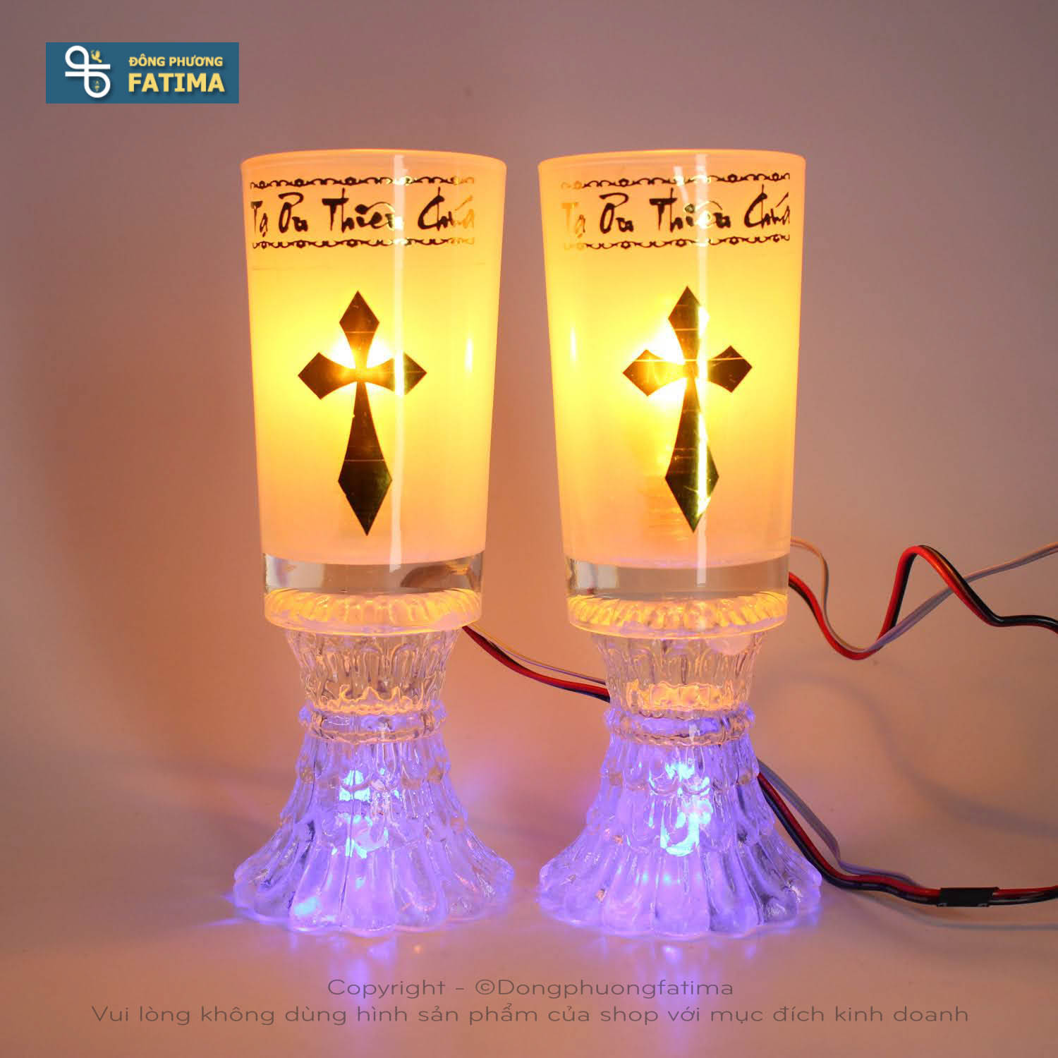 2 cây ly đèn điện k5 - đèn bàn thờ đông phương fatima