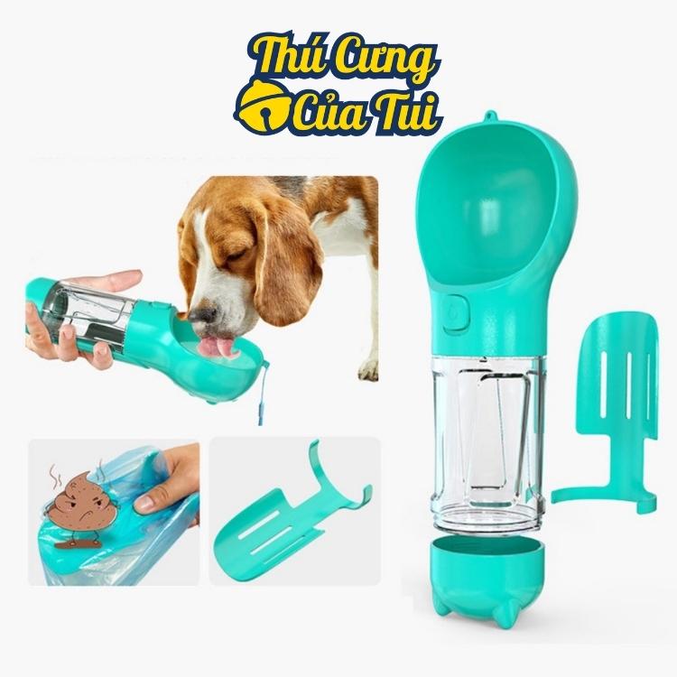 Bình nước di động đa năng cho chó mèo, bình đựng nước, bình thức ăn cầm tay 300ml - thú cưng của tui