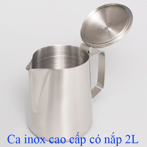 Ca inox 2l có nắp đựng nước đá, pha chế, đánh sữa
