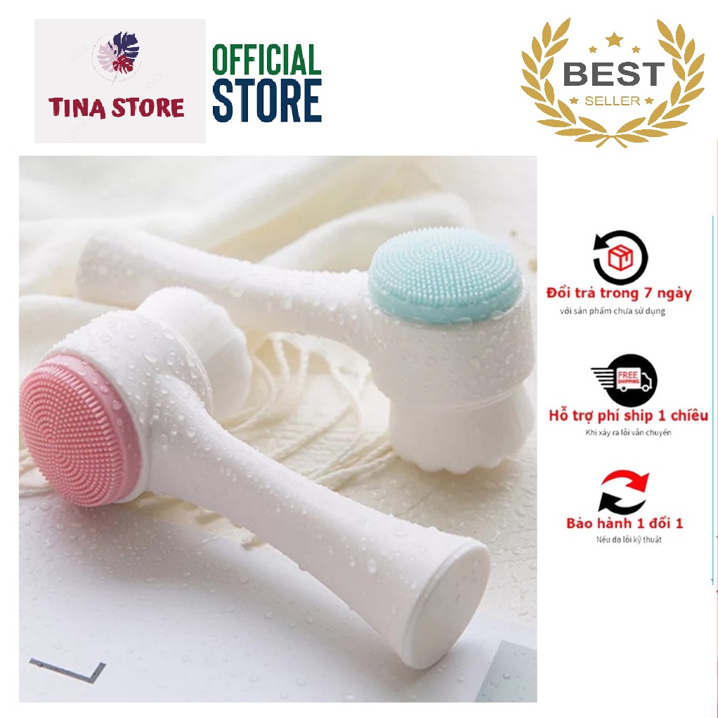 Cọ rửa mặt massage 3d 2 đầu hàn quốc - mẫu mới