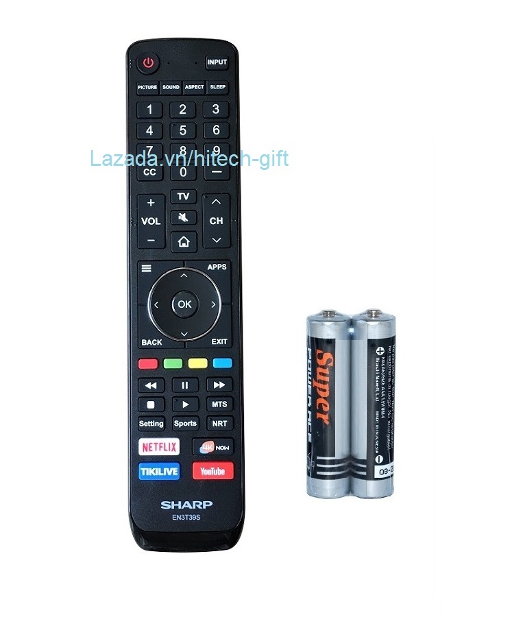 Remote điều khiển tivi sharp, internet smart tv en3t39s kèm pin