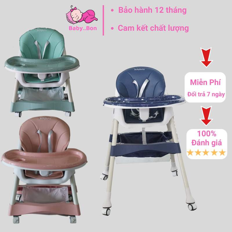 Ghế ăn dặm umoo nhập khẩu cao cấp B105 cho bé gấp gọn thay đổi chiều cao theo ý muốn, Ghế ăn dặm umoo BB105 chất liệu da PU và nhưa ABS cao cấp - Full Phụ Kiện shopbabybon