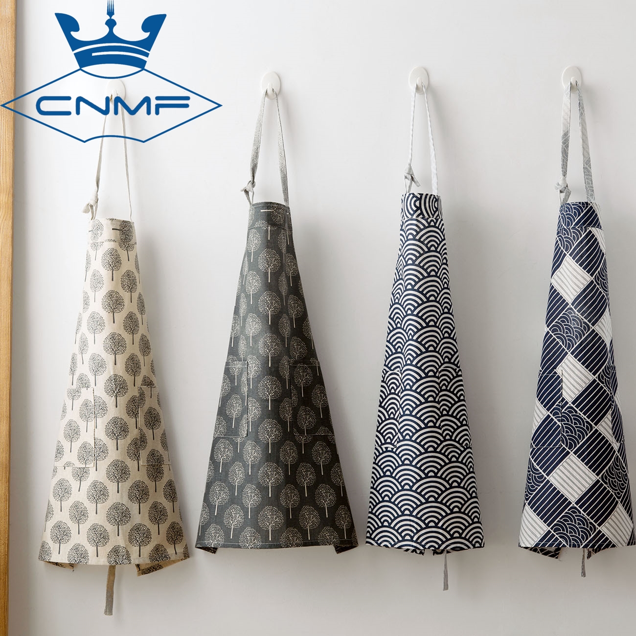 CNMF Tạp Dề Vải Lanh Cotton CNMF Tạp Dề Nướng Bánh Nấu Ăn Nhà Bếp Có Túi, Tạp Dề Thợ Cắt Tóc Điều Chỉnh Được Cho Nam Nữ