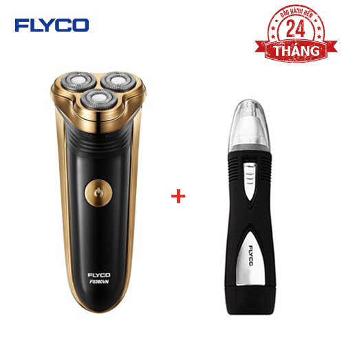 Bộ đôi FLYCO Máy cạo râu 3 lưỡi kép FS360VN và Máy tỉa lông mũi FS7805VN