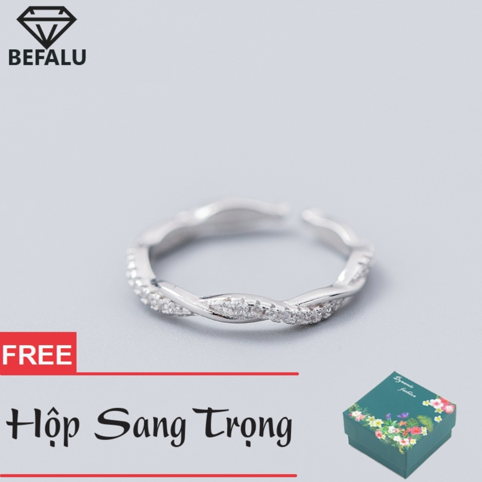 Nhẫn nữ bạc s925 phong cách hàn quốc vòng xoắn đá n18 nhẫn freesize
