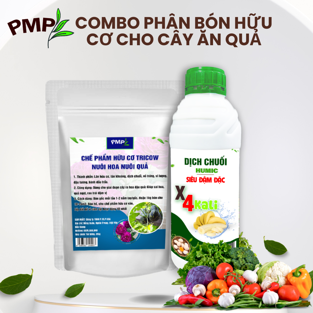 Combo phân bón hữu cơ cho cây ăn quả 1 tricow và 1 dịch chuối