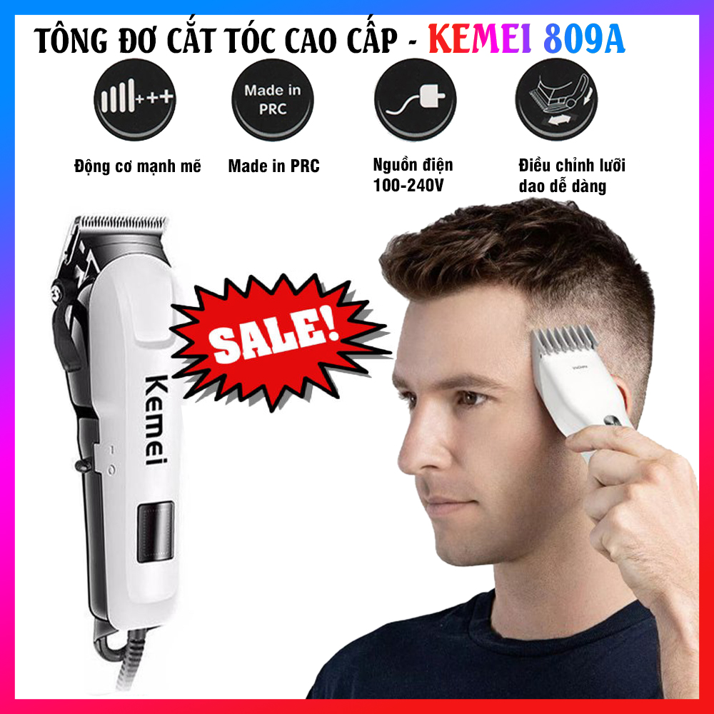 Máy Cắt Tóc, Tông Đơ Cắt Tóc, Tông Đơ, Tông Đơ Cắt Tóc, Tông Đơ Kemei 809A - Thiết Kế An Toàn, Độ Ồn Thấp - Đi Kèm 4 Đầu Lược Căn Độ Dài Dễ Dàng Đáp Ứng Mọi Kiểu Tóc - Vận Hành Êm Ái Với Nguồn Điện Từ 100 - 240V [HÀNG CAO CẤP] ĐẶT NGAY!!!