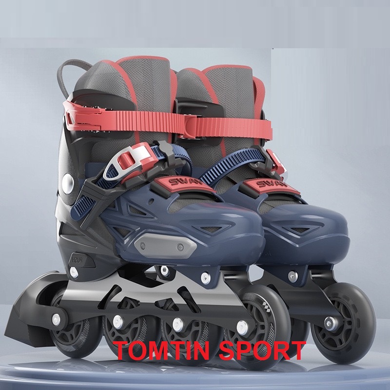 Giày patin trẻ em cho bé trai bé gái bánh cao su sáng đèn led tặng kèm bảo hộ chân tay hãng Sway điều chỉnh tăng giảm kích cỡ vừa chân