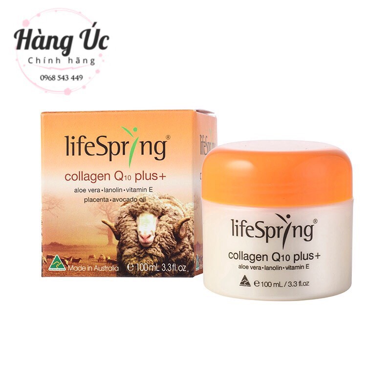 Life Spring Kem Cừu Collagen Q10 100ml - Kem dưỡng da Ausatralia