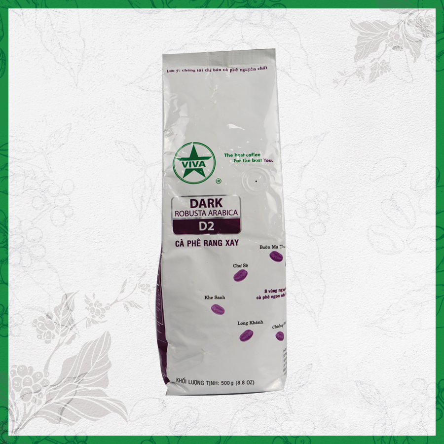 [ NGON QUÁ, PHẢI THỬ ] 01 Bịch 500gr Cà phê pha Phin truyền thống DARK 2 Viva Star Coffee Nguyên Chất Hạt Arabica + Robusta - RANG ĐẬM