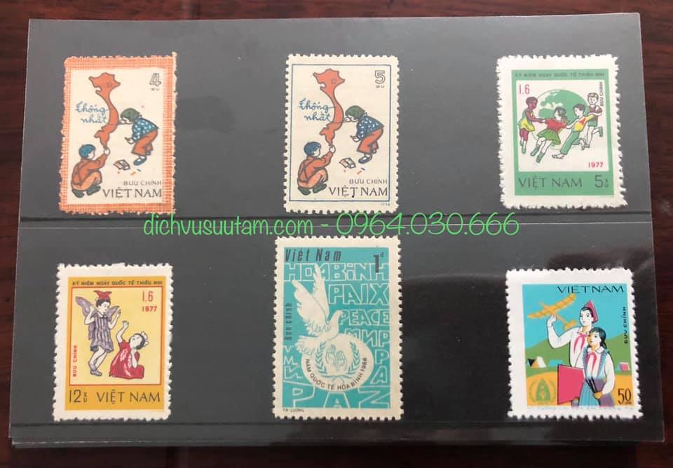 Bìa tem Việt Nam gồm 6 con tem chủ đề hòa bình