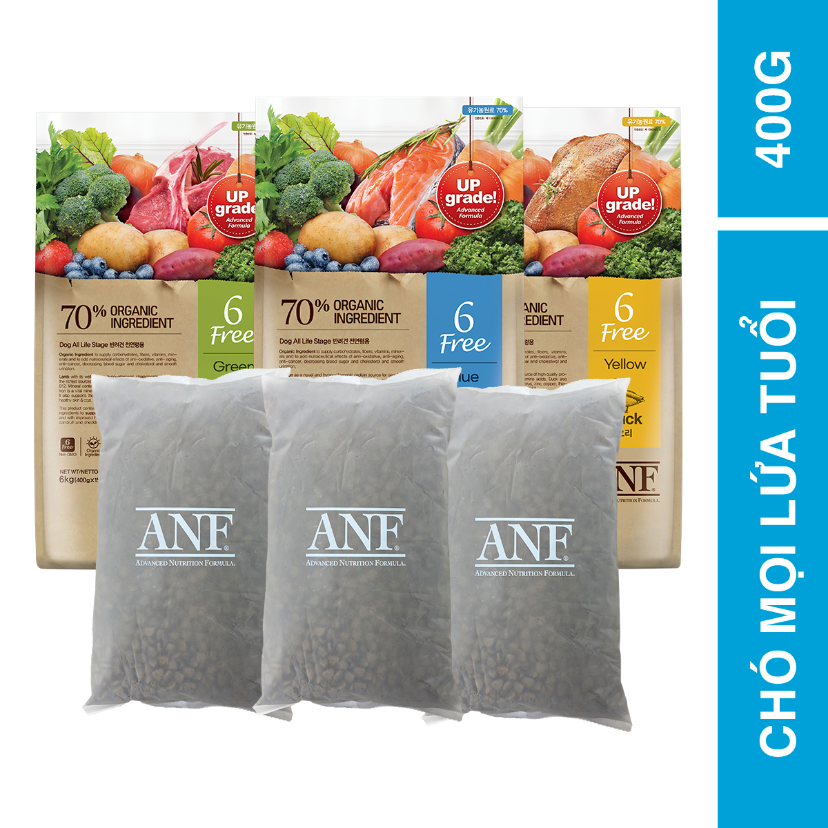 Anf 6free dog - thức ăn hạt hữu cơ cho chó mọi lứa tuổi vị cừu, vịt