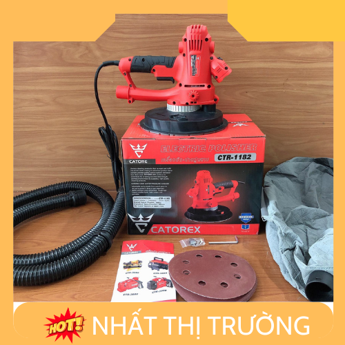 Máy chà nhám tường, máy xoa tường có đèn , đánh bóng tường làm sơn bả - Hàng cao cấp chính hãng - Catorex CTR-182