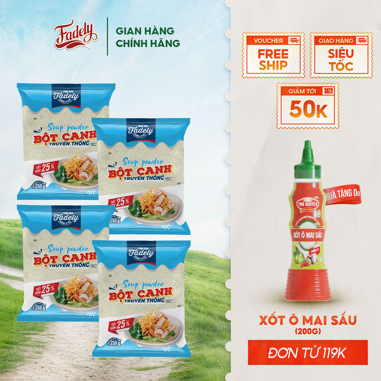 Combo 4 gói Bột Canh Fadely