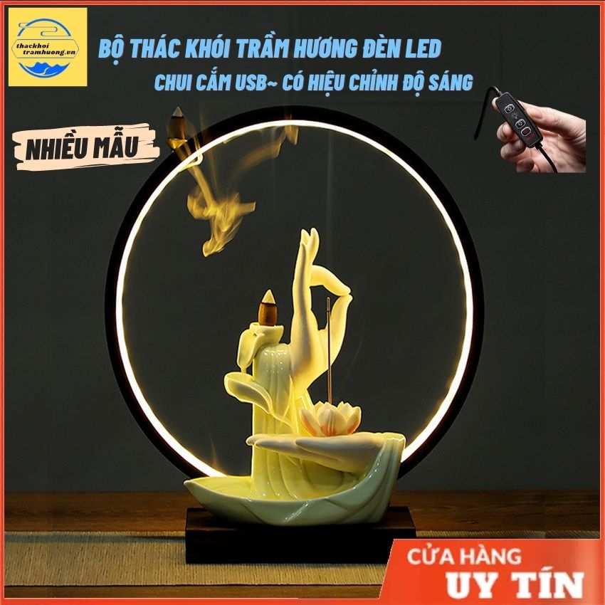 Thác khói trầm hương có đèn Led , Thác khói trầm hương cao cấp tặng kèm 10 nụ trầm