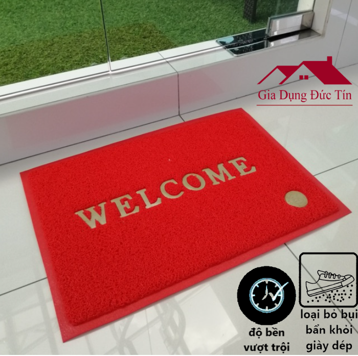 Thảm chùi chân nhựa Welcome 50x70cm. Thảm Lau Chân Chống Trơn Trượt. Thảm trải sàn, thảm lót sàn.