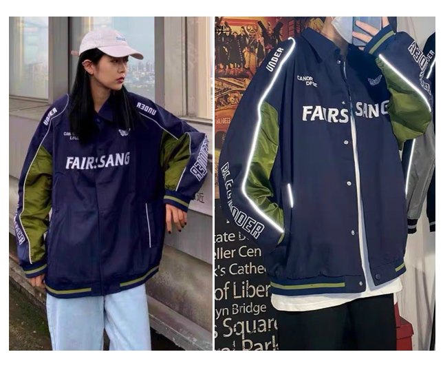 Áo khoác dù cúc bấm cổ bẻ viền phản quang in fairsang 777khoac780