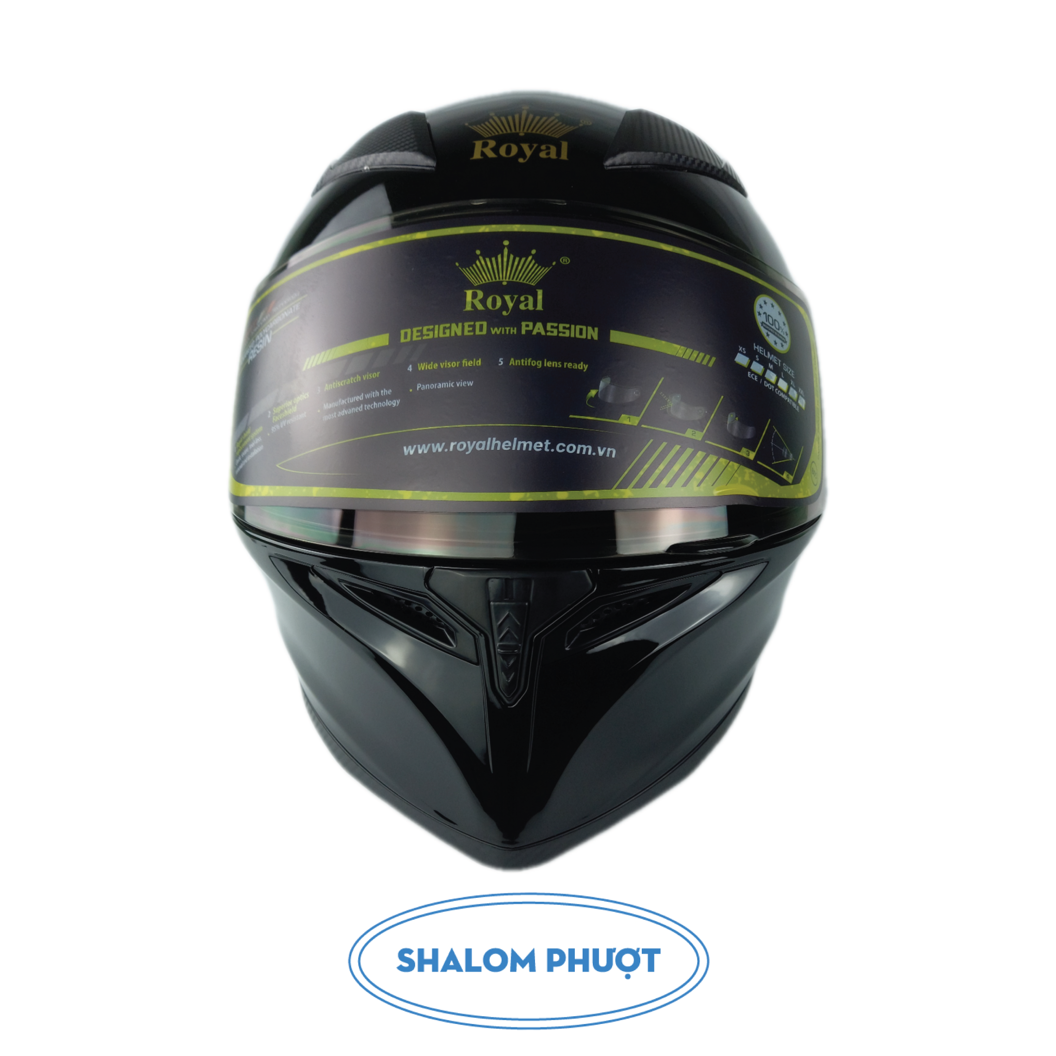 [HCM-Chính Hãng] Mũ/Nón bảo hiểm fullface Royal M138B màu đen cao cấp cằm nhọn, lót nón kháng khuẩn, khe thông gió, hàng chính hãng