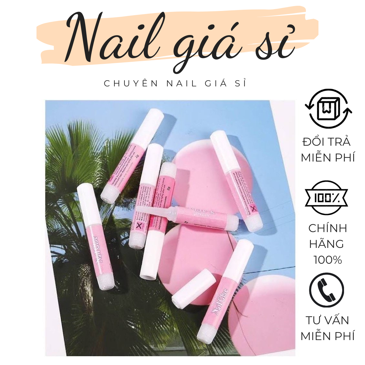 Set 10 keo dán móng mini - keo nail box 2g