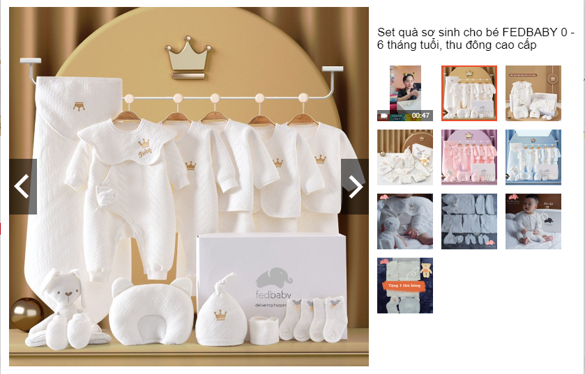 Set quà sơ sinh cho bé fedbaby 0 - 6 tháng tuổi, thu đông cao cấp